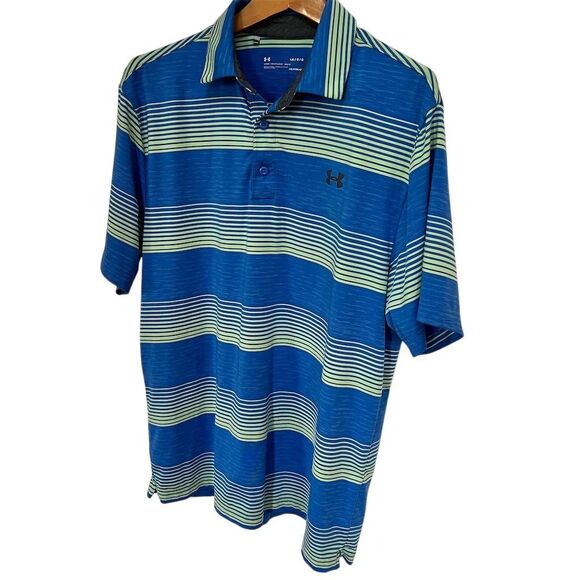 Under Armour‎ Blue and Green Striped Polo Shirt - Picture 3 of 6